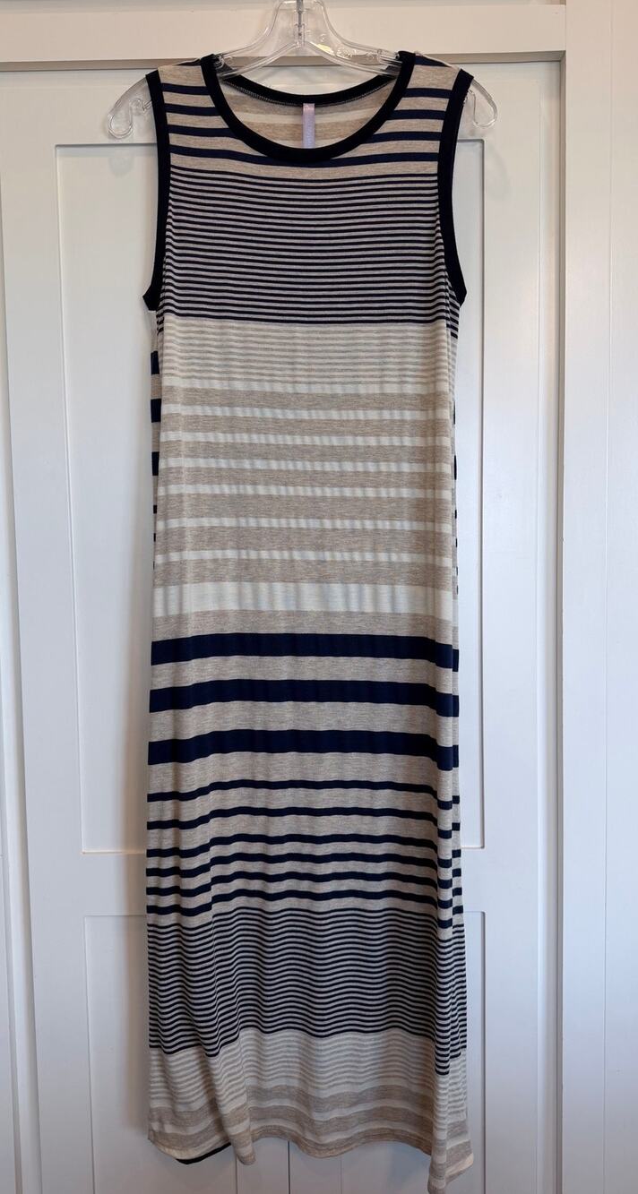 Lilypad Striped Maxi Dress Small Casual Summer Beach Stretch